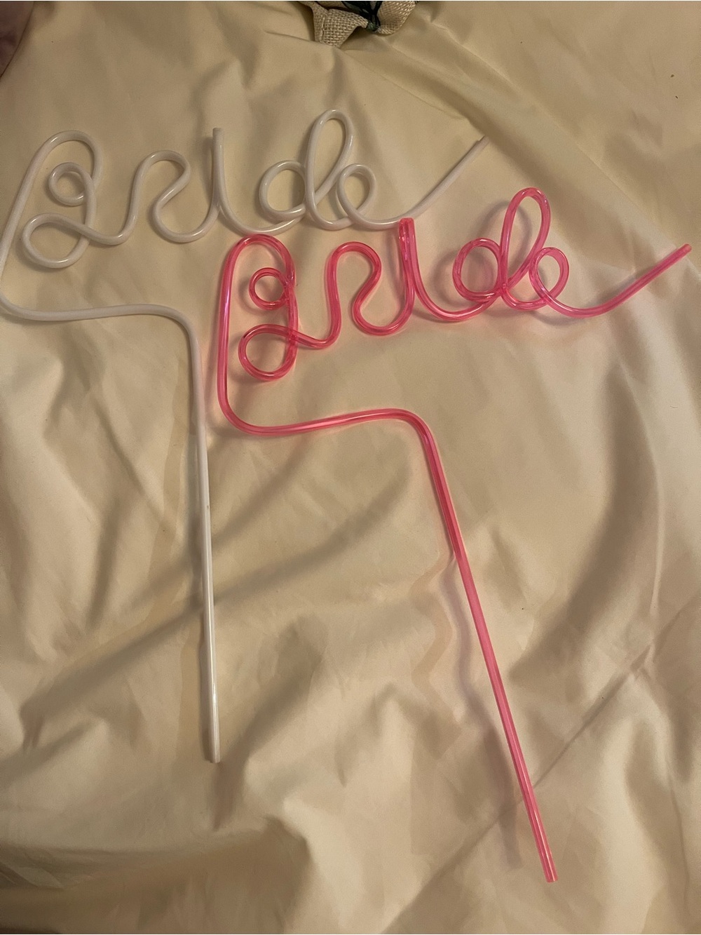 Party 'Bride' Neon Drink Straws - Pink and White